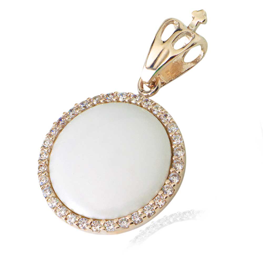 Colgante redondo dorado con interior de 18 mm de cerámica, personalizable