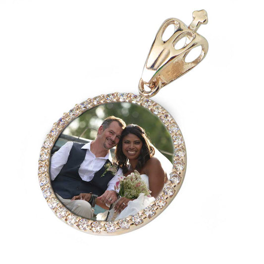 Colgante redondo dorado con interior de 18 mm de cerámica, personalizable