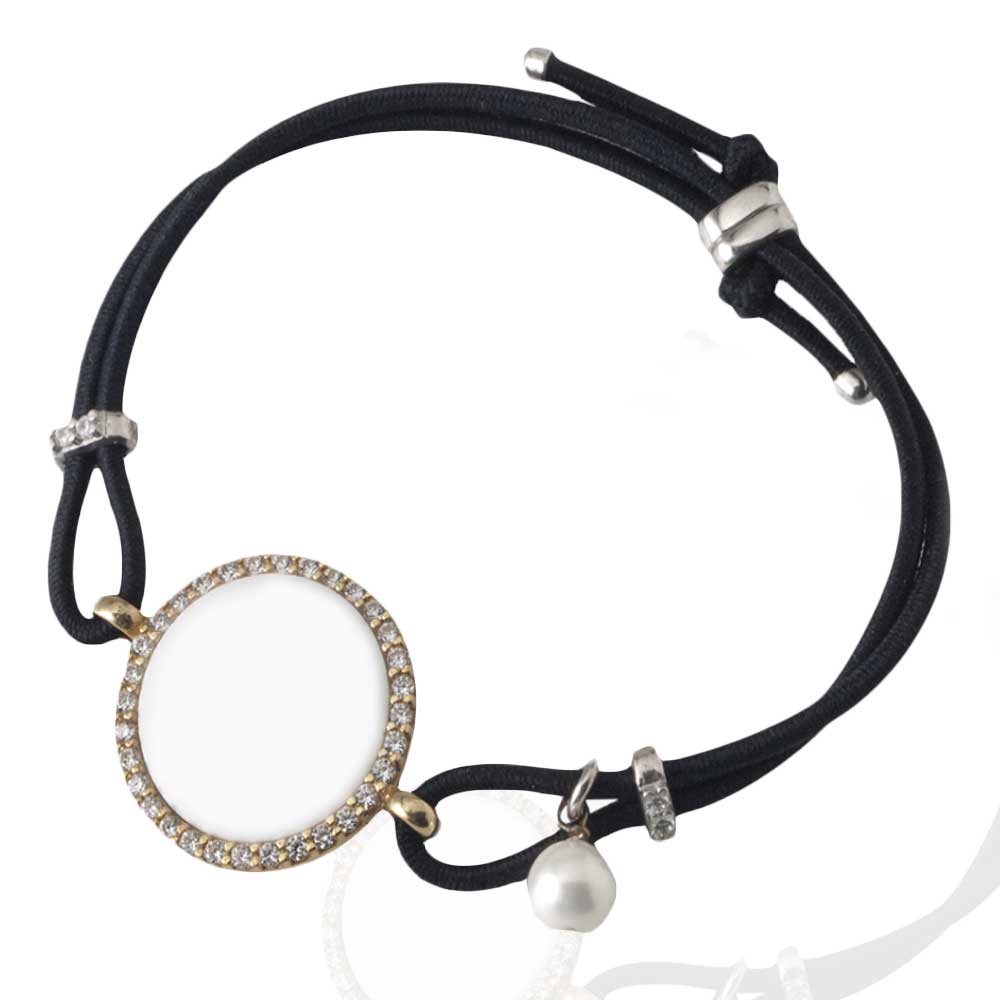 Pulsera redonda de plata con fotocerámica de 18mm