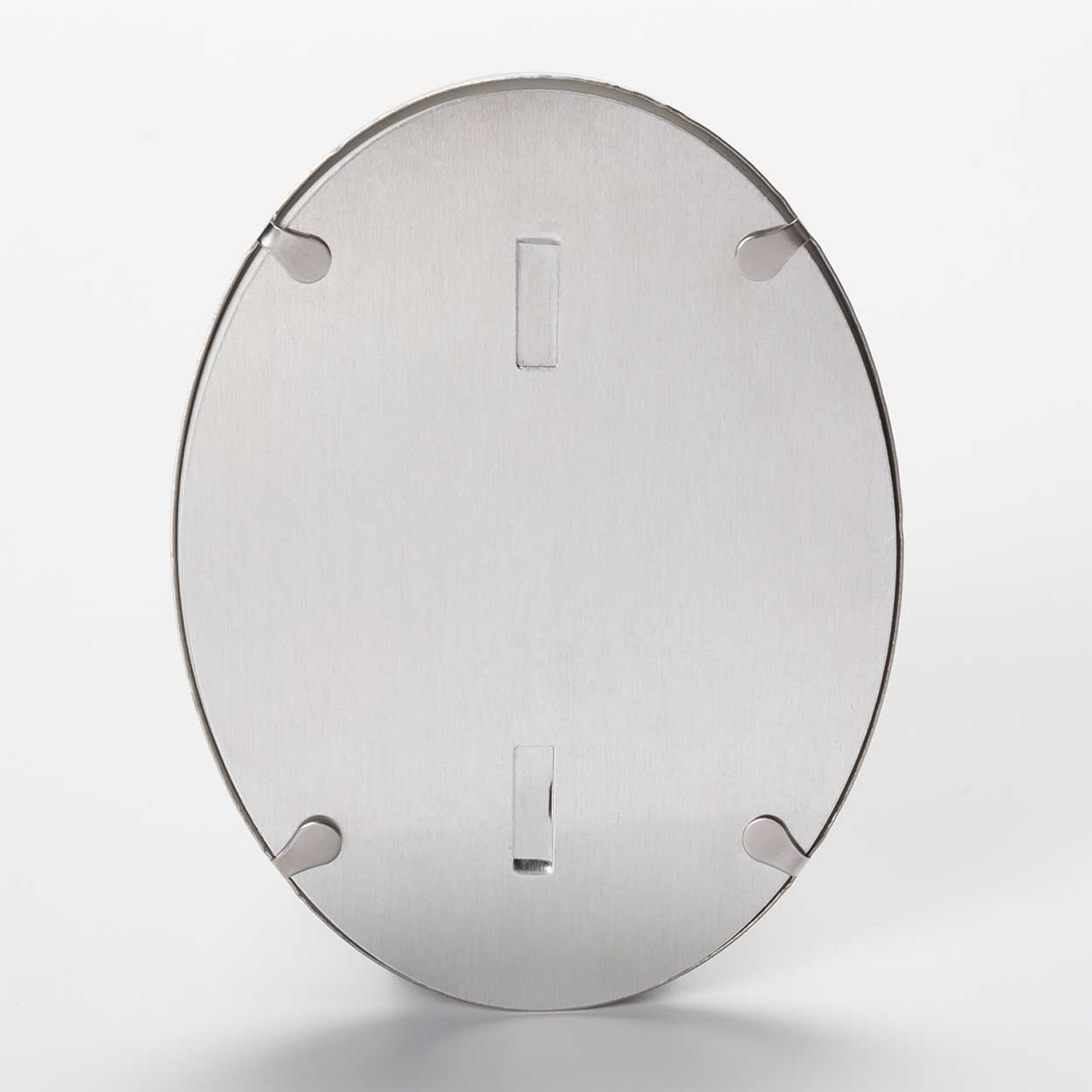 Fotocerámica oval con marco de acero inoxidable